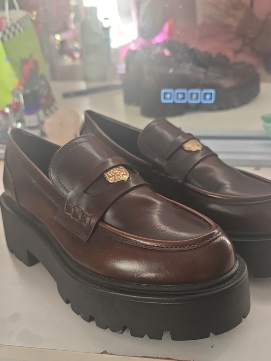 Madden Girl Shoes - Madden Girl Calistaa Platform Lug Sole Women’s Penny Loafers US 8.5 Brown Rub